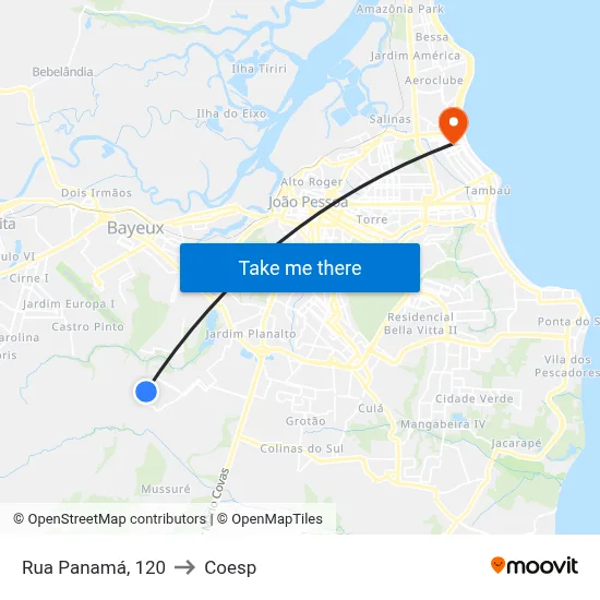 Rua Panamá, 120 to Coesp map