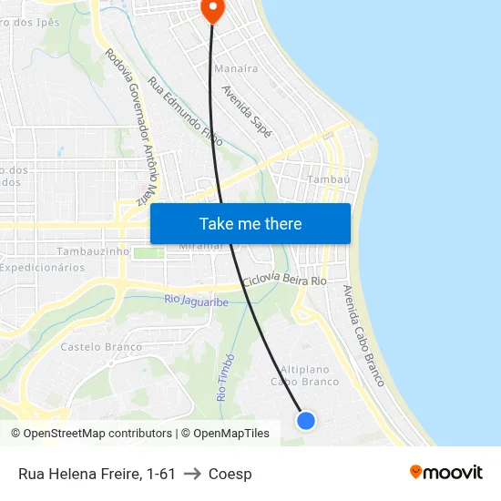 Rua Helena Freire, 1-61 to Coesp map