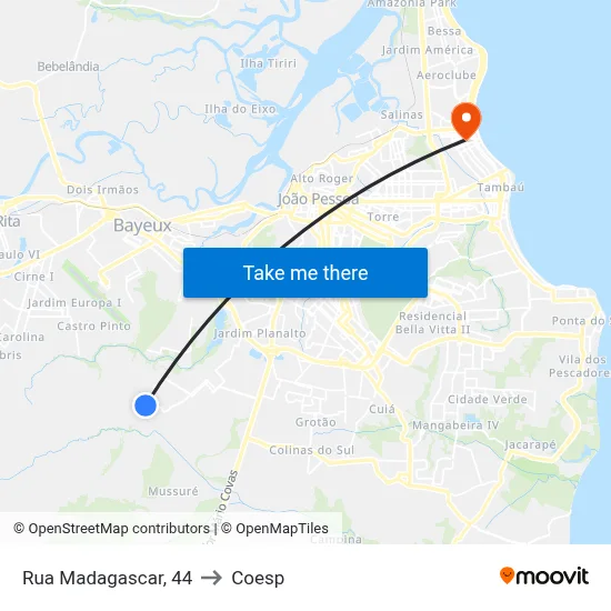 Rua Madagascar, 44 to Coesp map