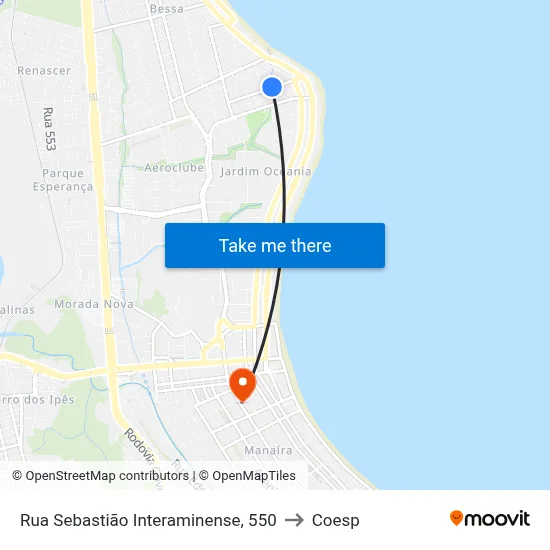 Rua Sebastião Interaminense, 550 to Coesp map