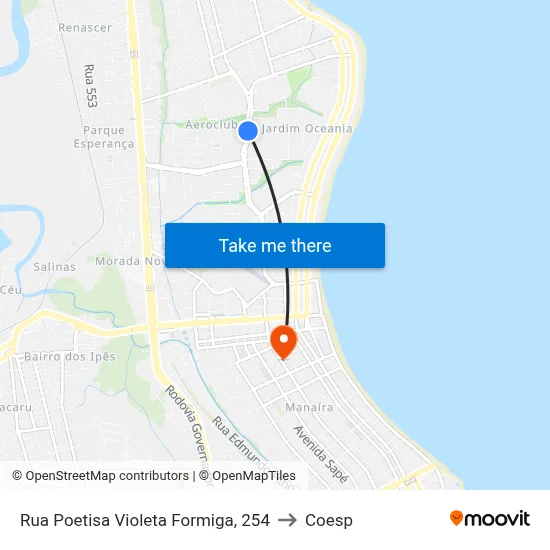 Rua Poetisa Violeta Formiga, 254 to Coesp map