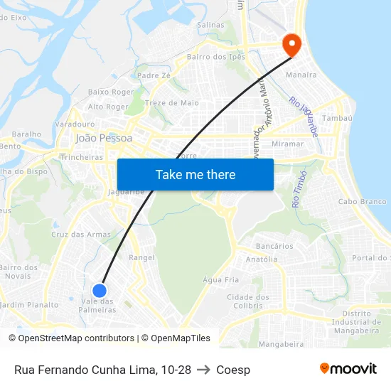 Rua Fernando Cunha Lima, 10-28 to Coesp map