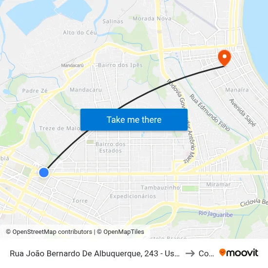 Rua João Bernardo De Albuquerque, 243 - Usina Cultural Energisa to Coesp map