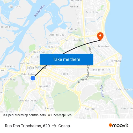 Rua Das Trincheiras, 620 to Coesp map