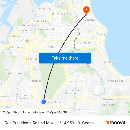 Rua Presidente Ranieri Mazilli, 614-950 to Coesp map