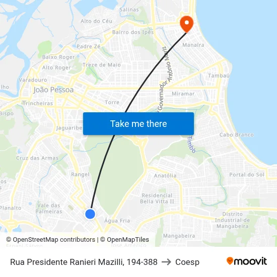 Rua Presidente Ranieri Mazilli, 194-388 to Coesp map