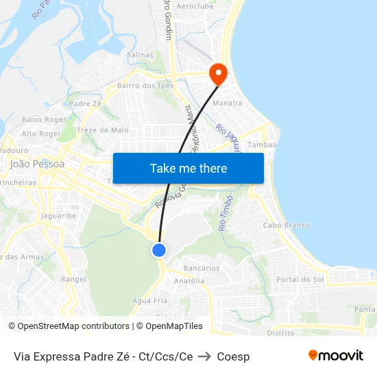 Via Expressa Padre Zé - Ct/Ccs/Ce to Coesp map
