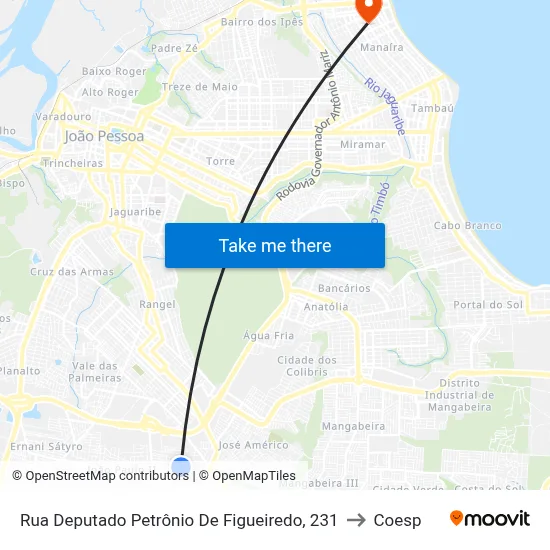 Rua Deputado Petrônio De Figueiredo, 231 to Coesp map
