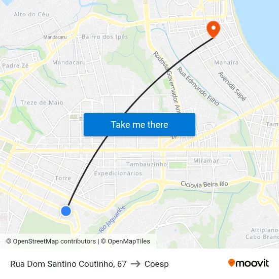 Rua Dom Santino Coutinho, 67 to Coesp map