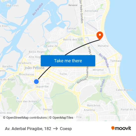 Av. Aderbal Piragibe, 182 to Coesp map