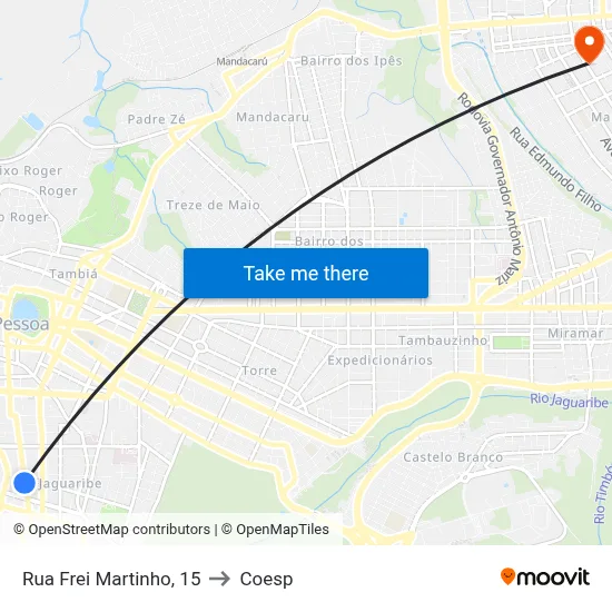 Rua Frei Martinho, 15 to Coesp map