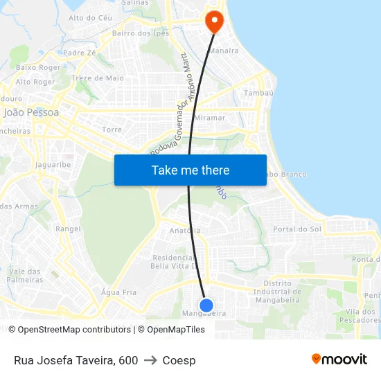 Rua Josefa Taveira, 600 to Coesp map