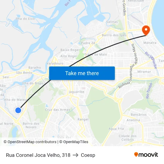 Rua Coronel Joca Velho, 318 to Coesp map