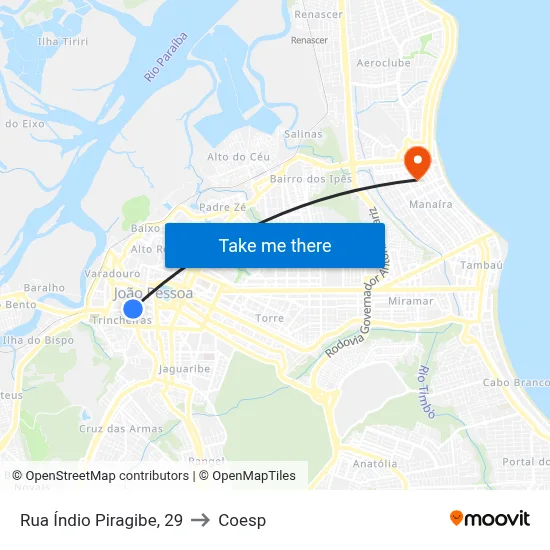 Rua Índio Piragibe, 29 to Coesp map