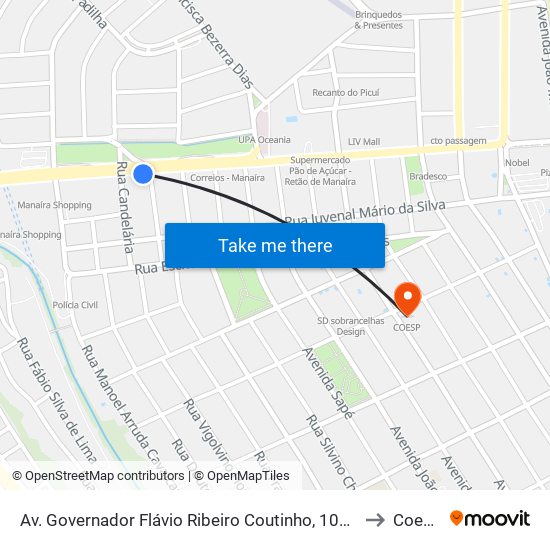 Av. Governador Flávio Ribeiro Coutinho, 1027 to Coesp map