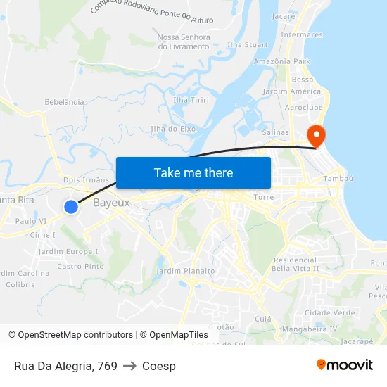 Rua Da Alegria, 769 to Coesp map