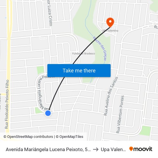 Avenida Mariângela Lucena Peixoto, 510-538 to Upa Valentina map