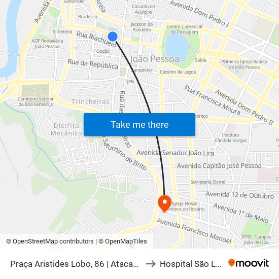 Praça Aristides Lobo, 86 | Atacadão Dos Eletros to Hospital São Luiza Ltda map