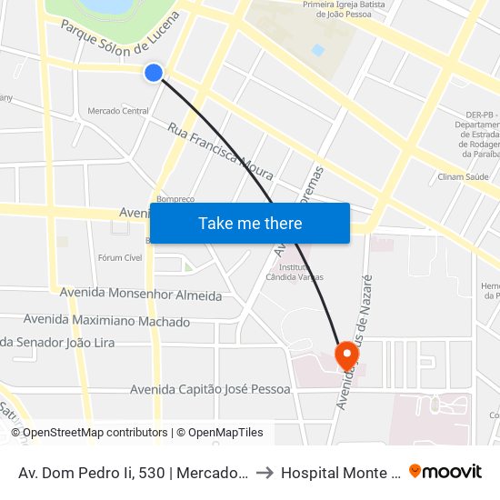 Av. Dom Pedro Ii, 530 | Mercado Central to Hospital Monte Sinai map