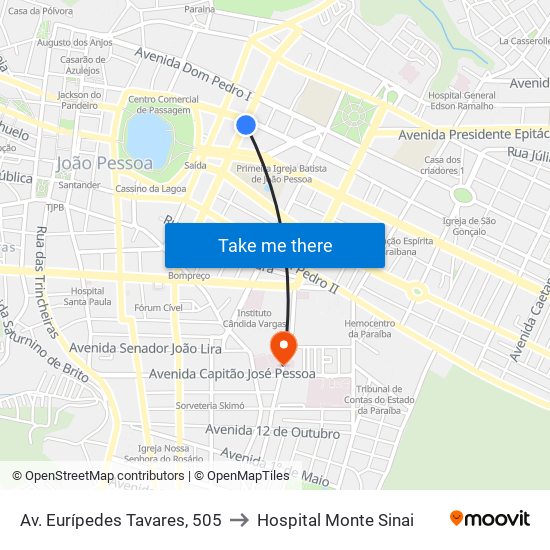 Av. Eurípedes Tavares, 505 to Hospital Monte Sinai map