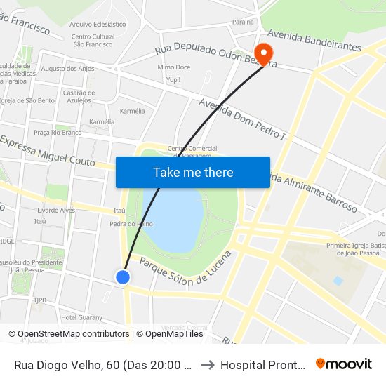 Rua Diogo Velho, 60 (Das 20:00 À 00:00) to Hospital Prontovida map