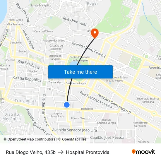 Rua Diogo Velho, 435b to Hospital Prontovida map