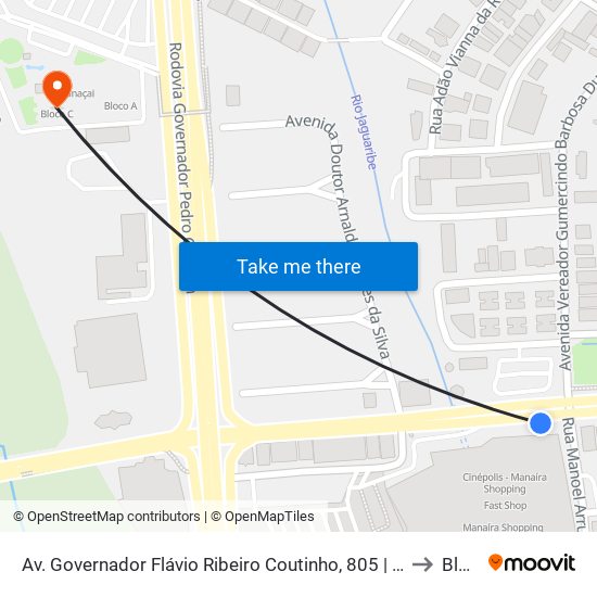 Av. Governador Flávio Ribeiro Coutinho, 805 | Manaíra Shopping (Sentido Praia) to Bloco C map
