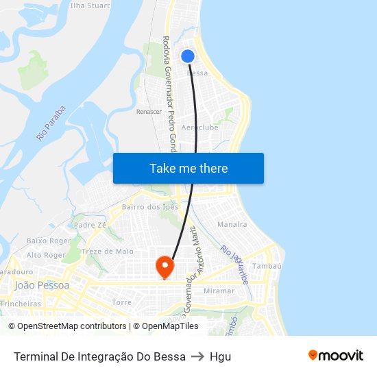 Terminal De Integração Do Bessa to Hgu map