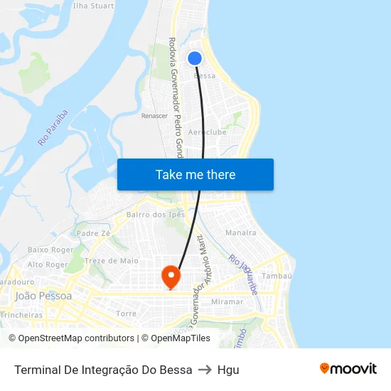 Terminal De Integração Do Bessa to Hgu map