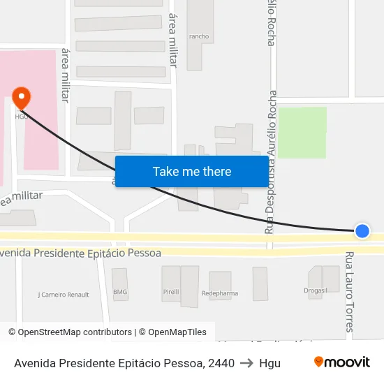 Avenida Presidente Epitácio Pessoa, 2440 to Hgu map