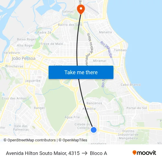 Avenida Hílton Souto Maior, 4315 to Bloco A map