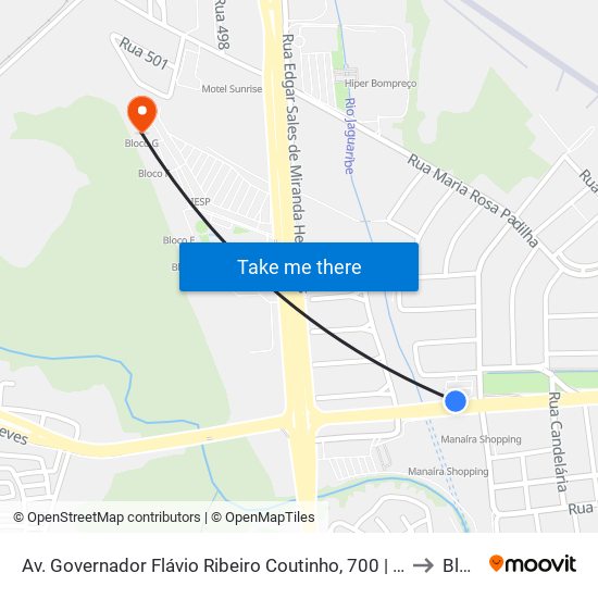 Av. Governador Flávio Ribeiro Coutinho, 700 | Manaíra Shopping (Sentido Centro) to Bloco G map