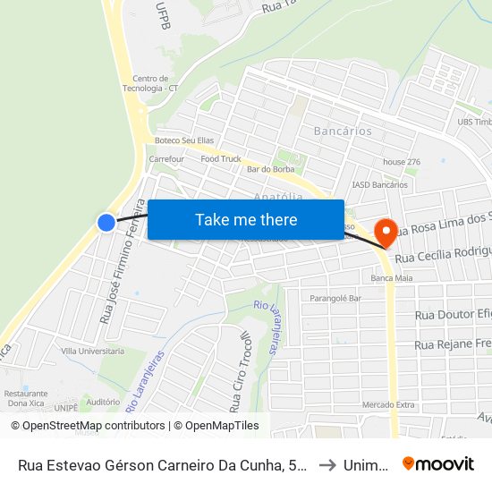 Rua Estevao Gérson Carneiro Da Cunha, 565 to Unimed map