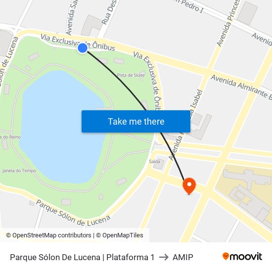 Parque Sólon De Lucena | Plataforma 1 to AMIP map