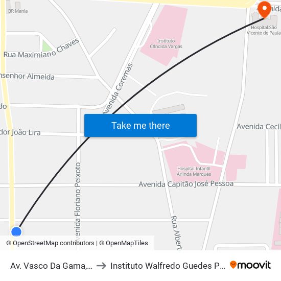 Av. Vasco Da Gama, 351 to Instituto Walfredo Guedes Pereira map