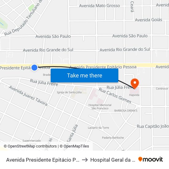 Avenida Presidente Epitácio Pessoa, 782 to Hospital Geral da Paraíba map