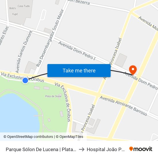 Parque Sólon De Lucena | Plataforma 1 to Hospital João Paulo II map