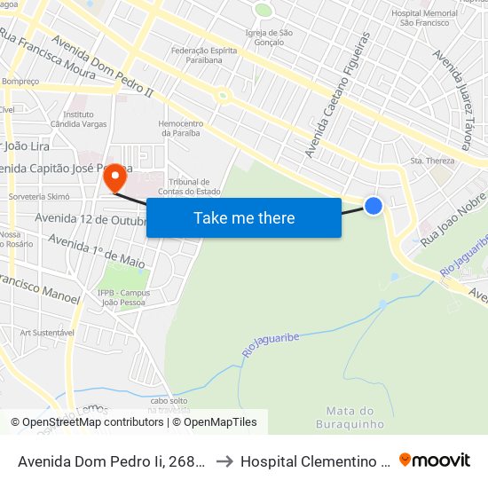 Avenida Dom Pedro Ii, 2680-2836 to Hospital Clementino Fraga map