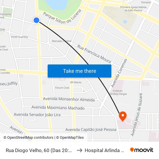 Rua Diogo Velho, 60 (Das 20:00 À 00:00) to Hospital Arlinda Marques map