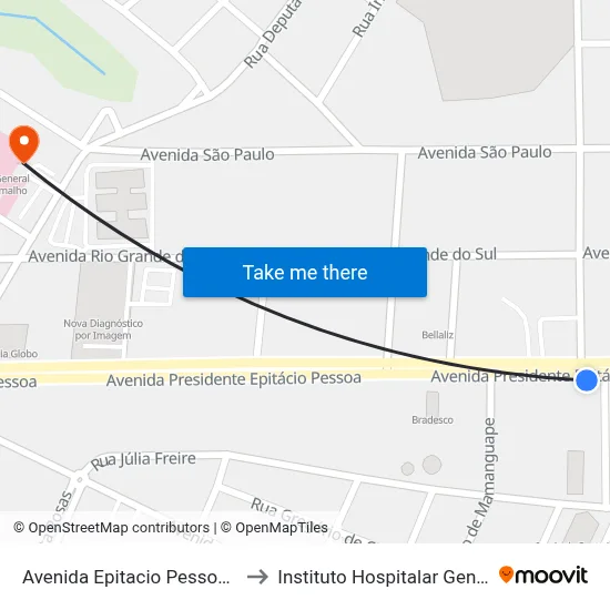 Avenida Epitacio Pessoa 1024-1090 | Sicoob to Instituto Hospitalar General Edson Ramalho map