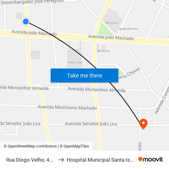 Rua Diogo Velho, 435b to Hospital Municipal Santa Isabel map