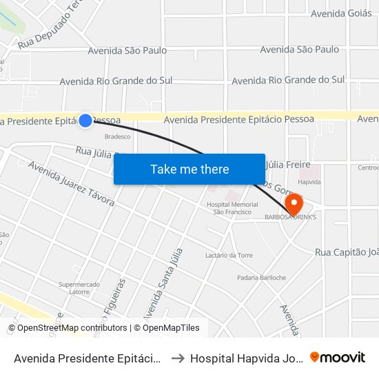 Avenida Presidente Epitácio Pessoa, 782 to Hospital Hapvida João Pessoa map