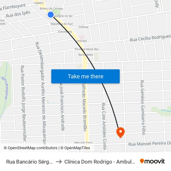 Rua Bancário Sérgio Guerra, 126 to Clínica Dom Rodrigo - Ambulatório De Cardiologia map