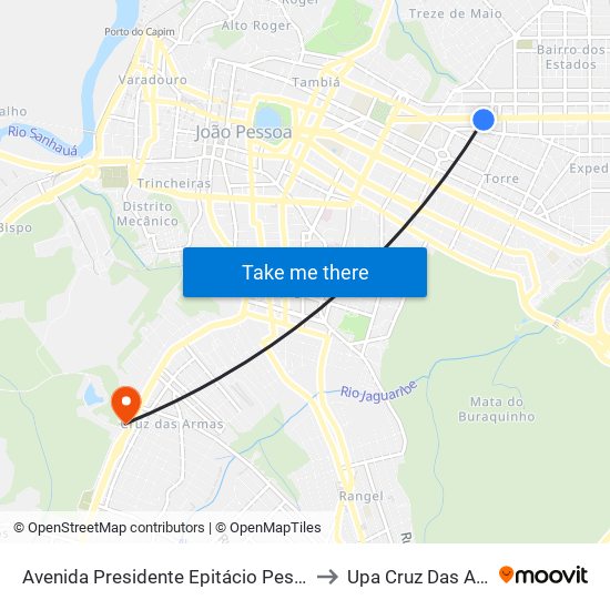 Avenida Presidente Epitácio Pessoa, 782 to Upa Cruz Das Armas map