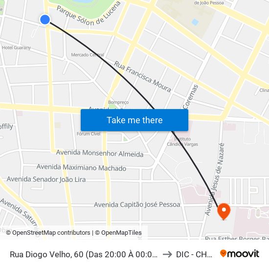 Rua Diogo Velho, 60 (Das 20:00 À 00:00) to DIC - CHCF map