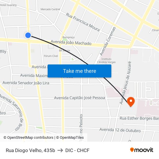 Rua Diogo Velho, 435b to DIC - CHCF map