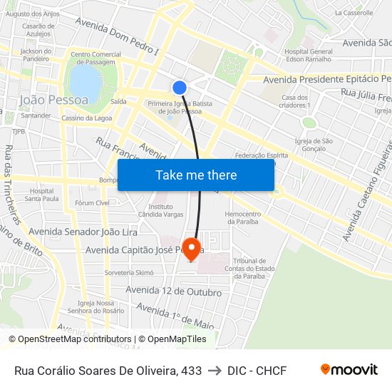 Rua Corálio Soares De Oliveira, 433 to DIC - CHCF map