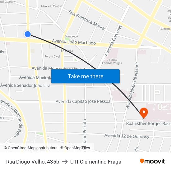 Rua Diogo Velho, 435b to UTI-Clementino Fraga map