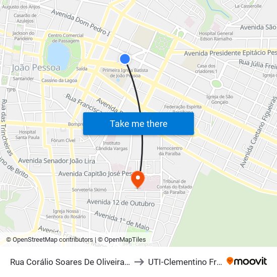 Rua Corálio Soares De Oliveira, 433 to UTI-Clementino Fraga map