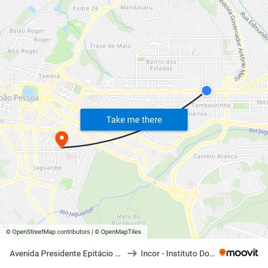 Avenida Presidente Epitácio Pessoa, 2440 to Incor - Instituto Do Coração map